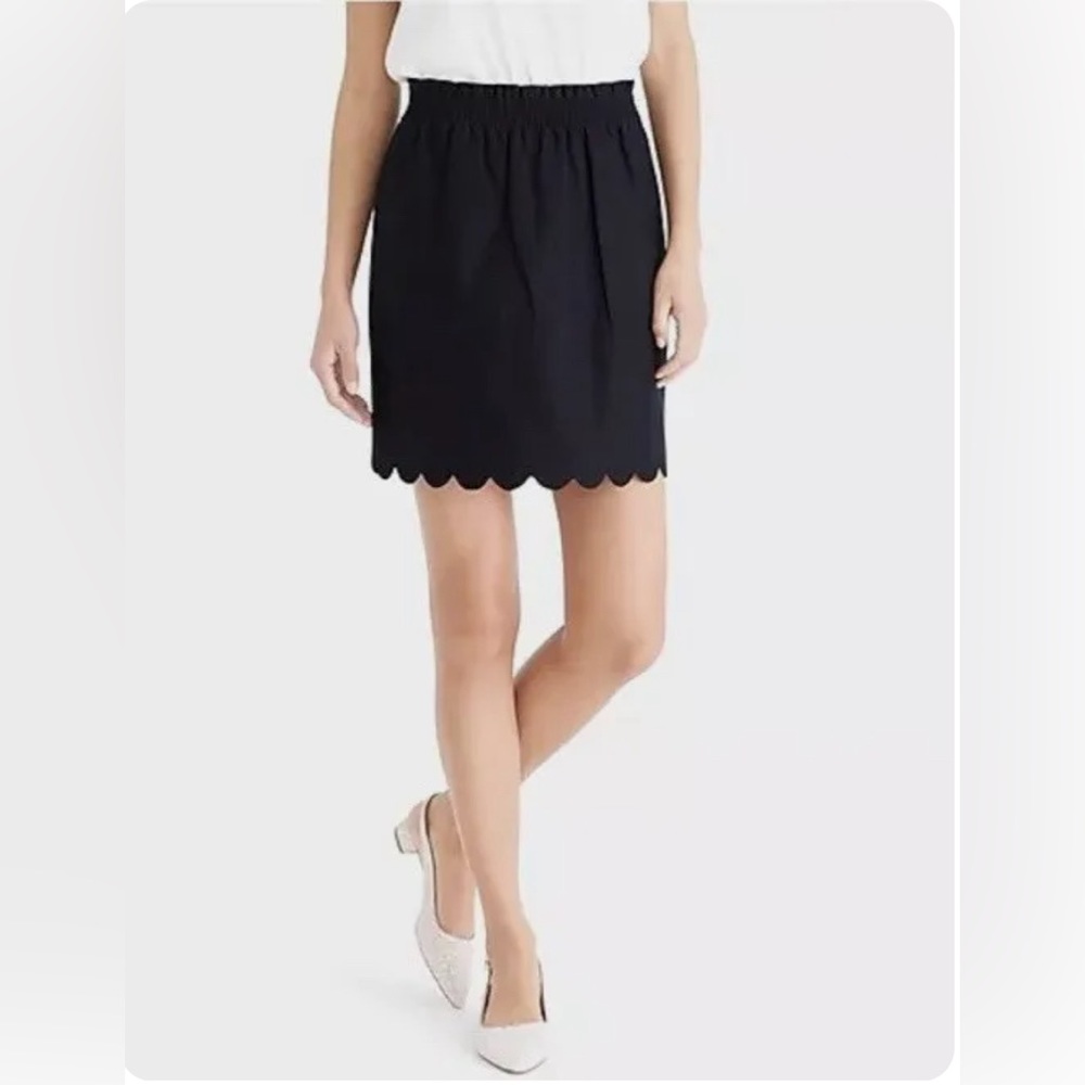 J Crew Black scalloped skirt size 2.